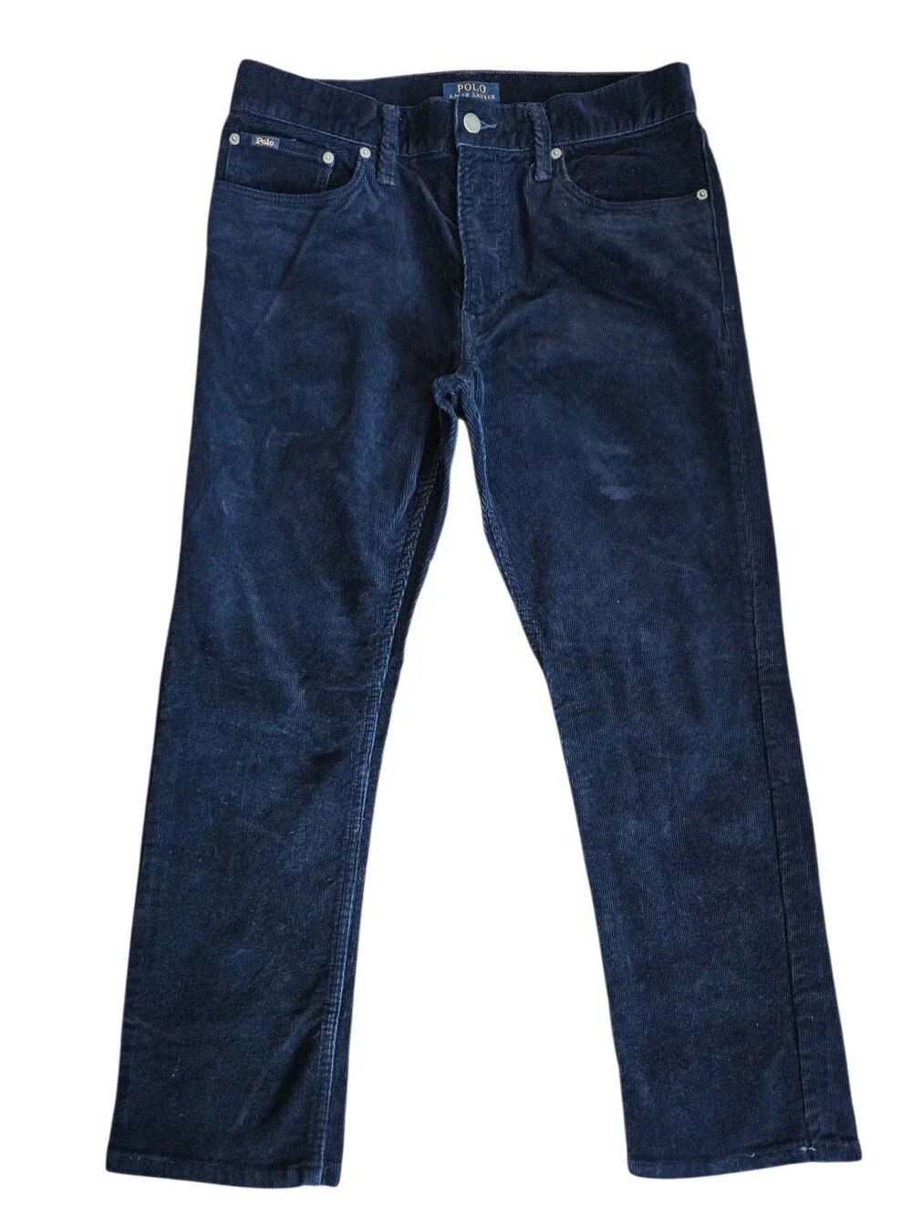Men's Polo Ralph Lauren Varick Slim Straight Blue Corduroy Pants 32x26.5 Fall
